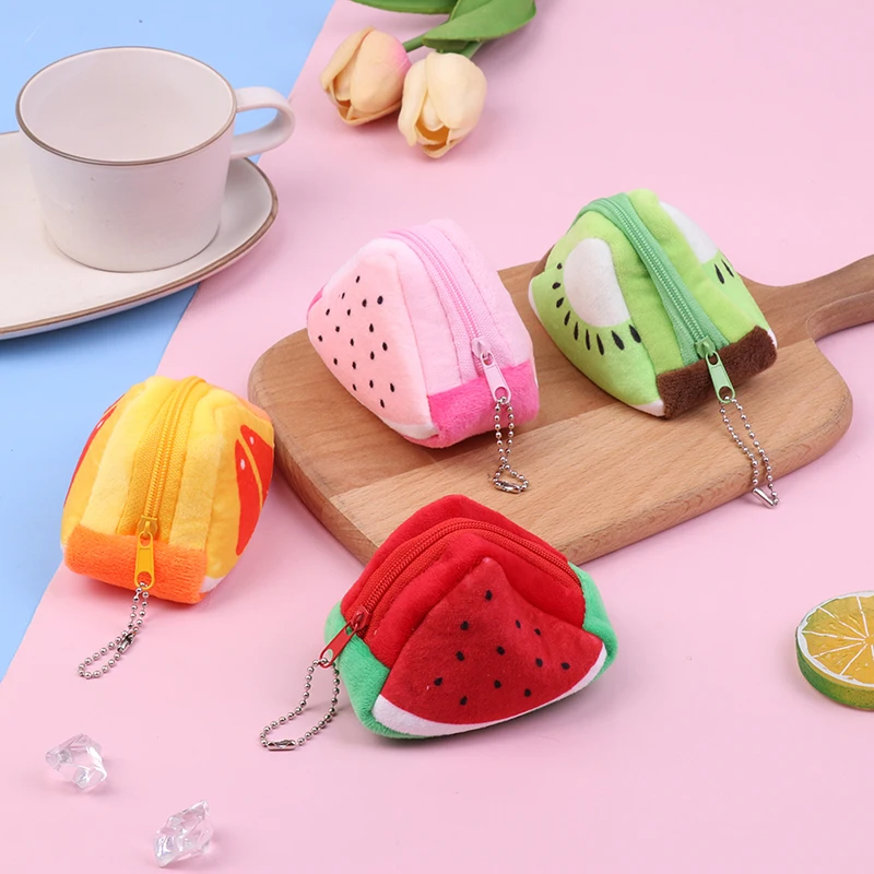 Cute Fruit Wallet Plush Coin Purse Women Change Purse Money Bag Coin Purse Cartoon Fashion Sweet For Girl Gift Multifunction New