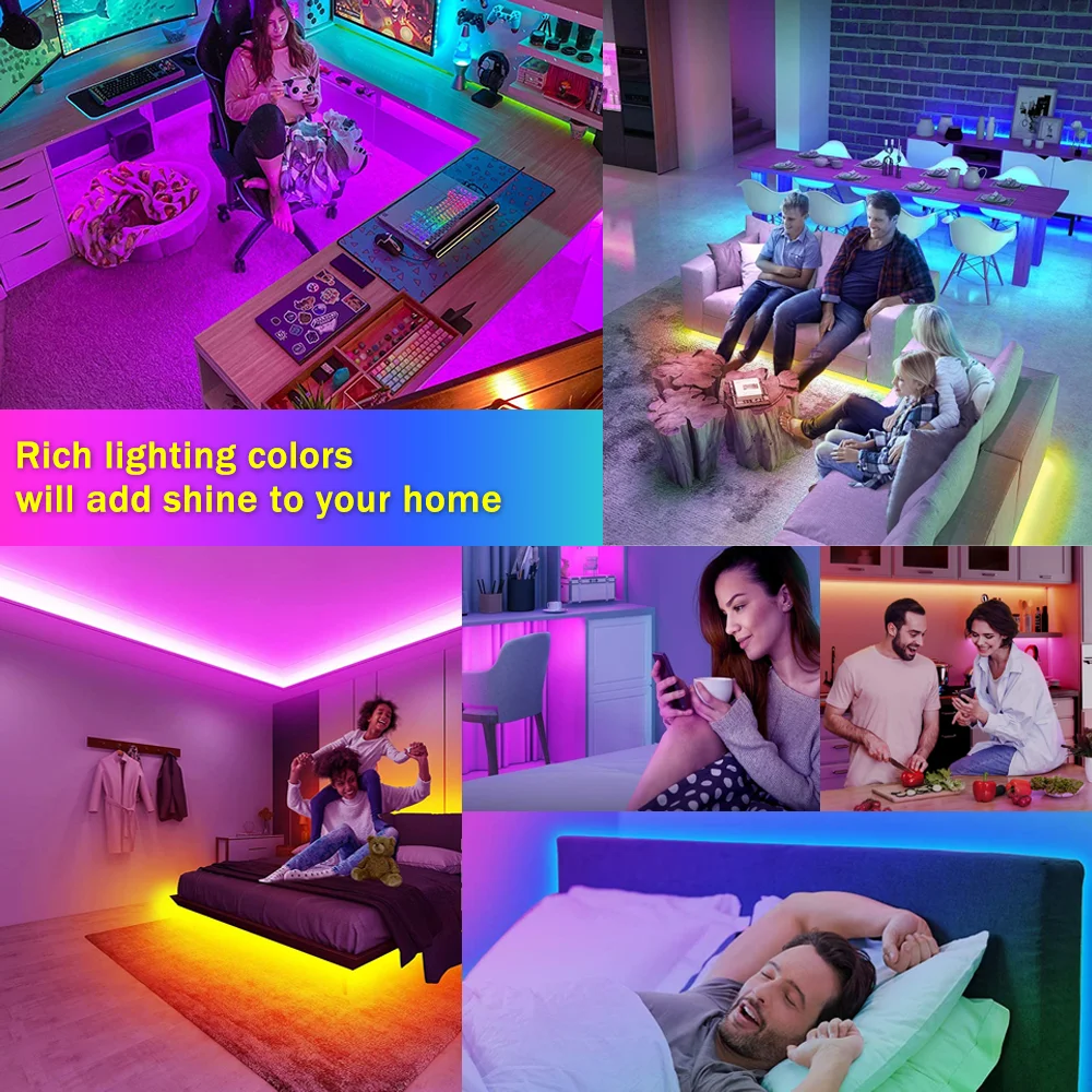 Led Light Strip Coloful Room Decor Bluetooth Lights For Bedroom With App And Remote Control For Party Christmas Decorations Gift