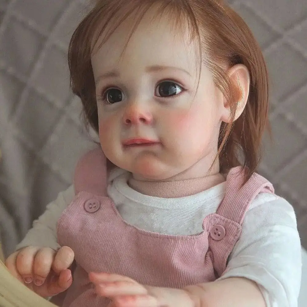 22インチのリボーンドール |   ビニール製リアルな女の子のおもちゃ、ピンクのサンドレス、手植えの髪、リアルな顔/目/肌、可動式、コレクターズアイテム