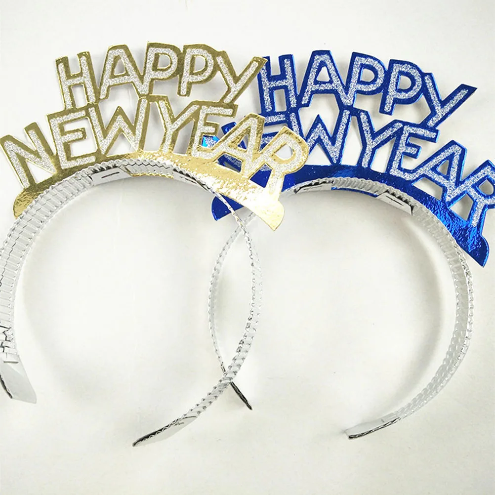 

12pcs New Year Headband Glitter Encrusted Happy New Year Eco Friendly Party Accessories Sparkly Tiaras Easy Wear Children