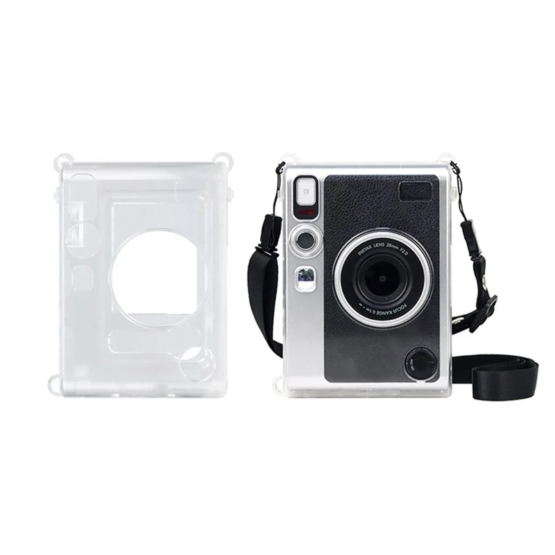 Clear Case For Fujifilm Instax Mini EVO Instant Film Camera Crystal Hard Shell Cover With Removable Shoulder Strap