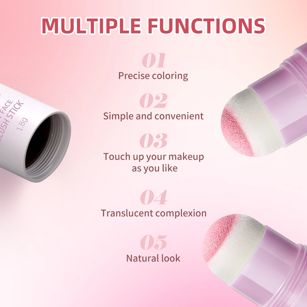 Soft Fog Blush Stick สไตล์เกาหลี Brightening Dual-ใช้สําหรับริมฝีปากและแก้มยาวนานกันน้ํา Blush ฟองน้ําหัวแปรง