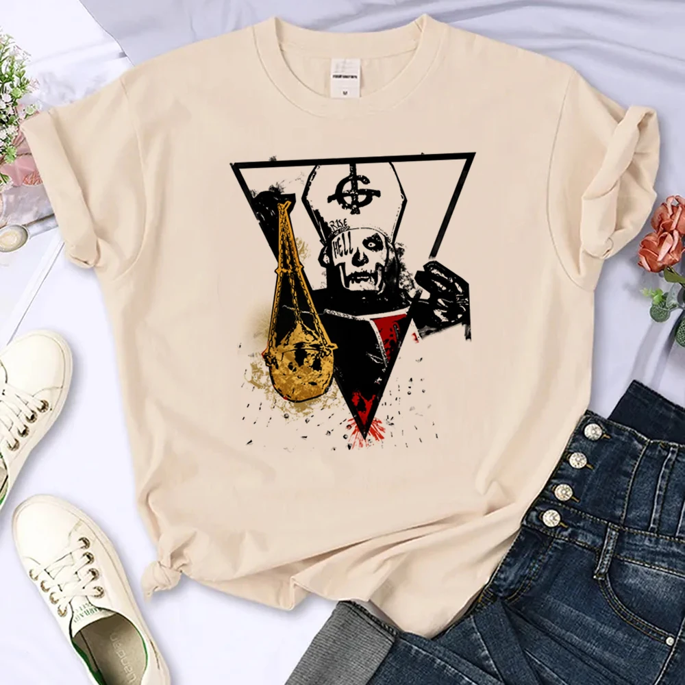 Ghost Band top women designer t shirt female Japanese manga y2k clothes