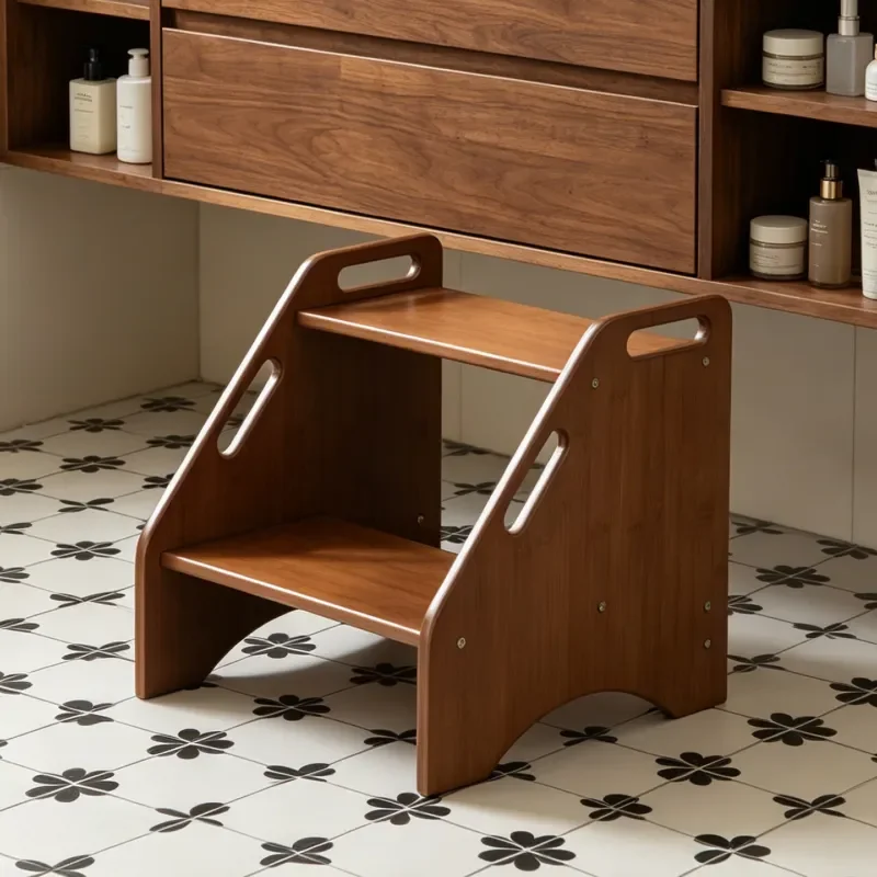 Solid Wood Kids Step Stool Hand Washing Ladder Baby Wash Basin Stepping Foot Stool Small Staircase Heightening Aid for
