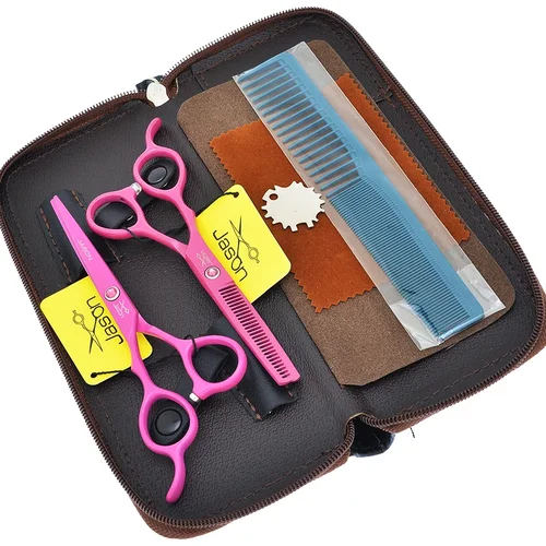 Imagen 2 del producto Tijeras profesionales para peluqueros, tijeras para el cabello de mano izquierda, 5,5 "", 6,0"", japonesas 440C, tijeras para cortar el cabello para zurdos, tijeras para adelgazar A0048D