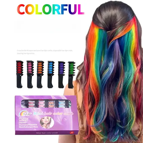 6/1pcs Hair Dye Comb Mascara Design Crayons For Hair Coloring Chalk Temporary Dye Pencil Mini Disposable Gifts Kids Hair Dyes