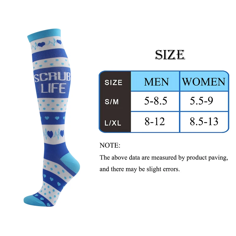 Compression Socks For Men Women 20-30mmHg Multi-Color Running Gym Travel Sports Socks Nurses Edema Promoting Blood Circulation