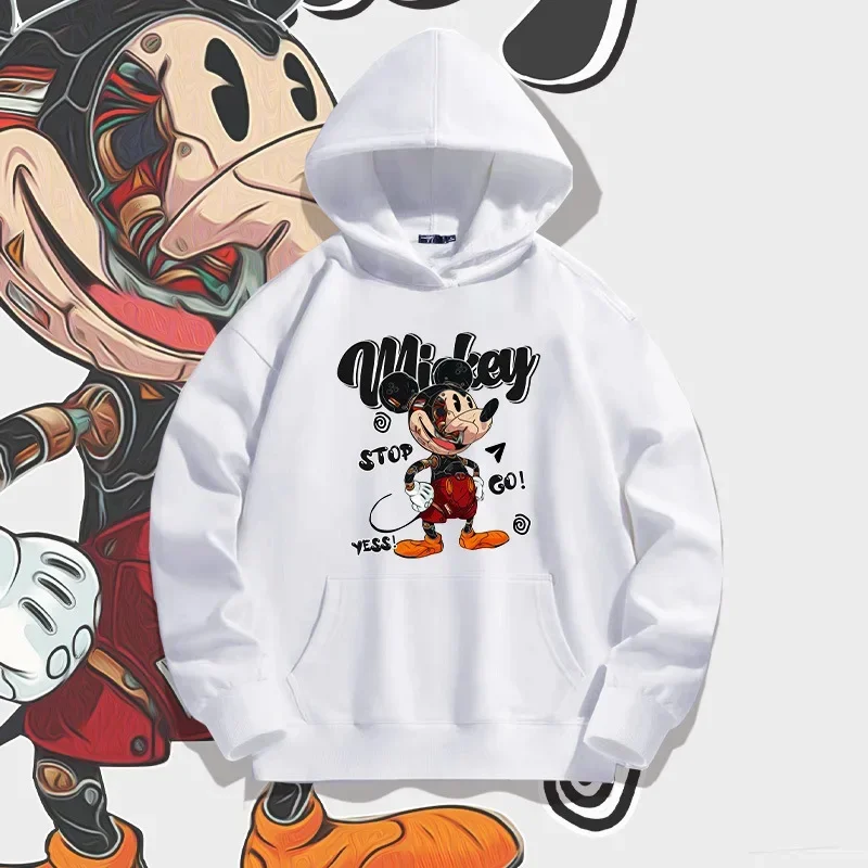 Pattern Lovely Male Sweatshirts Loose Pocket Disney Mickey Mouse Cartoon Clothing Cozy Men Hoodies Autumn Winter Pullover