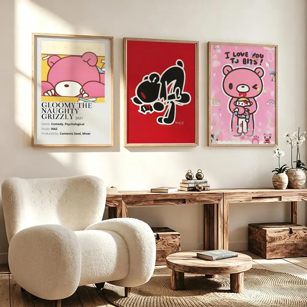 Wall Art Poster Trendy animation Gloomy Bear Poster for Office Home Decor Interior Large Wall Picture Print
