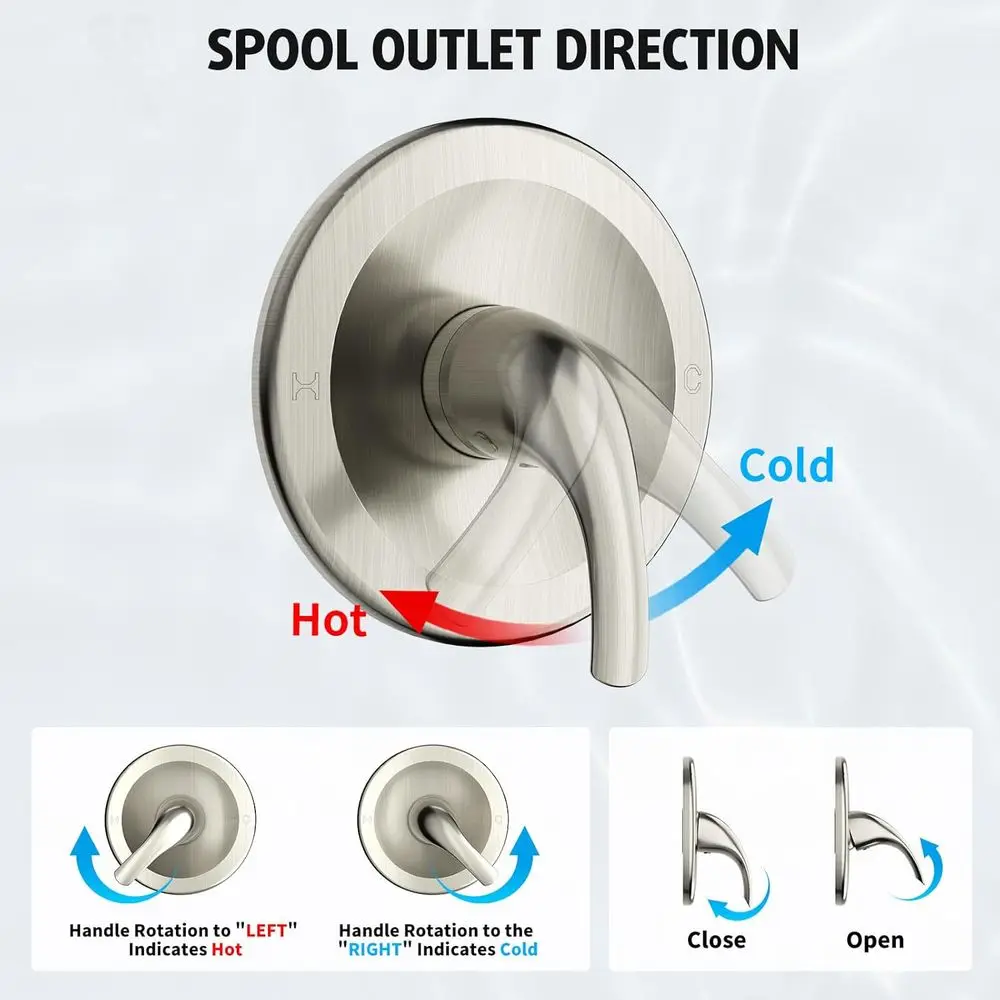 طقم دش مطري مقاس 6 بوصات مع تحكم بمقبض واحد ولمسة نهائية من النيكل المصقول #5