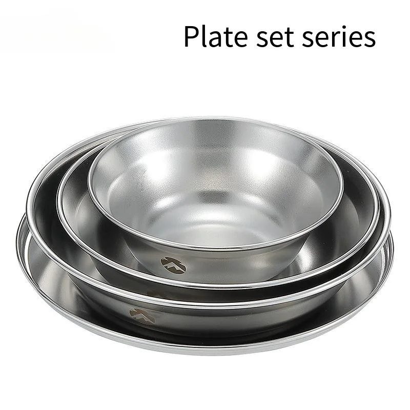 

Outdoor 304 Stainless Steel Dinner Plate Cutlery Set Portable Storage Camping Fall-proof Soup Rice Dinner Bowl Camping Cooking