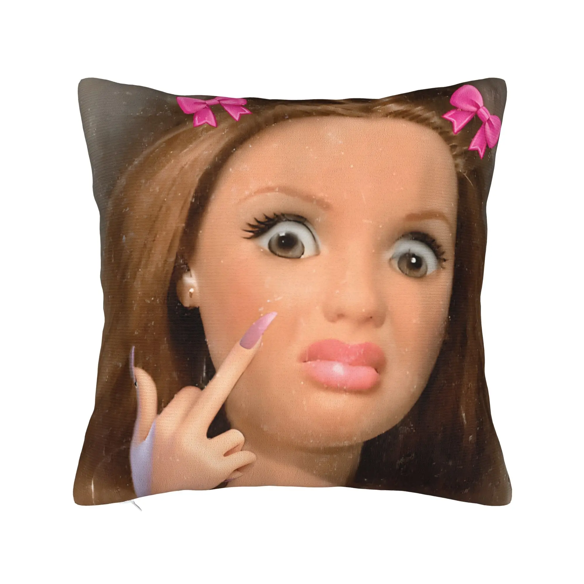 Decorative Pillow Cover Disgusted Face Meme Doll Babe Stuff Home  Pillow Case Cover Square Style Multi Size