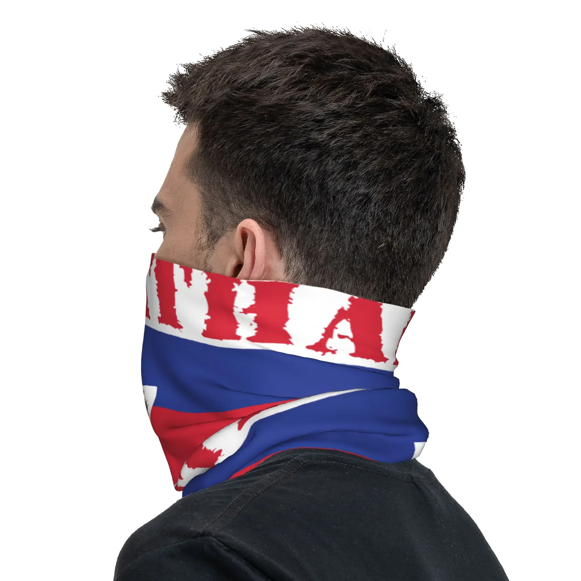 Haiti Flag Bandana Winter Neck Warmer Women Windproof Wrap Face Scarf for Ski  Gaiter Headband view 6