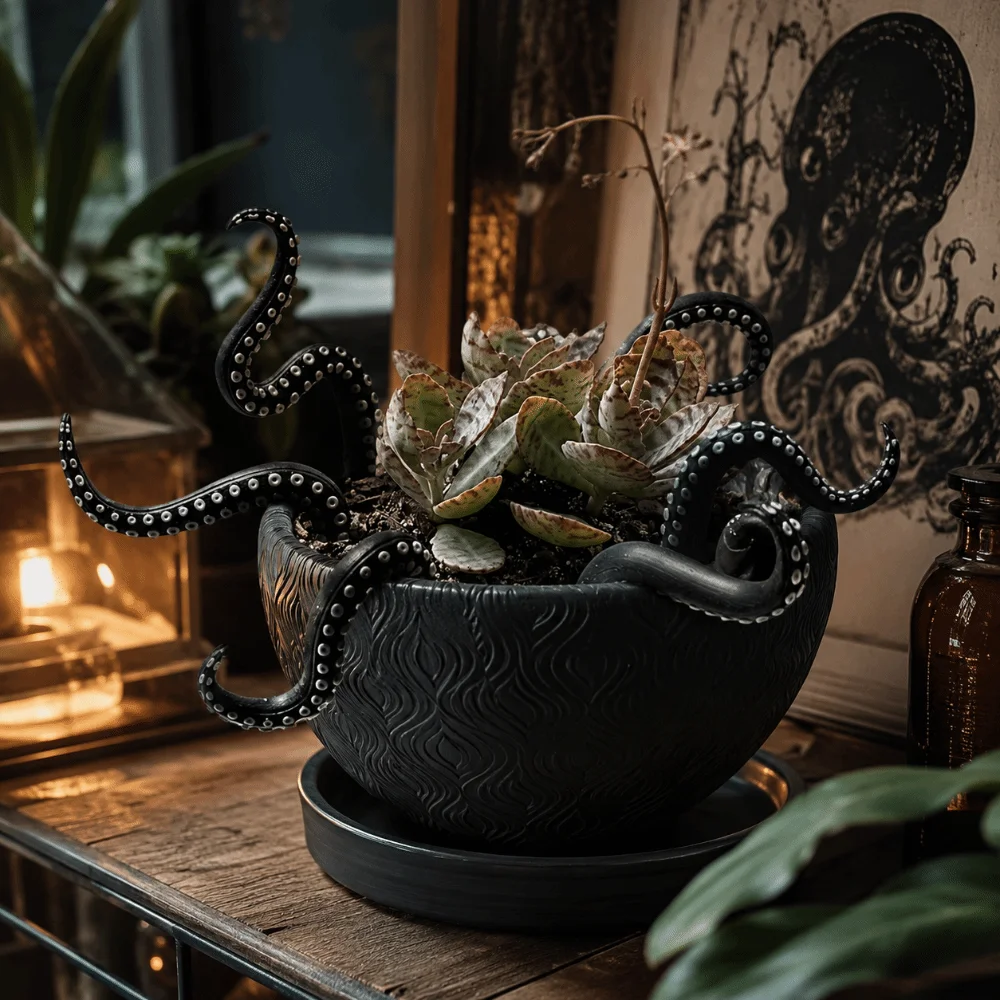 Resin Tentacle Plant Post Creative Funny Octopus Tentacle Decorative Pile Irregular Flowerpot Decoration for 7Pcs Potted Plant