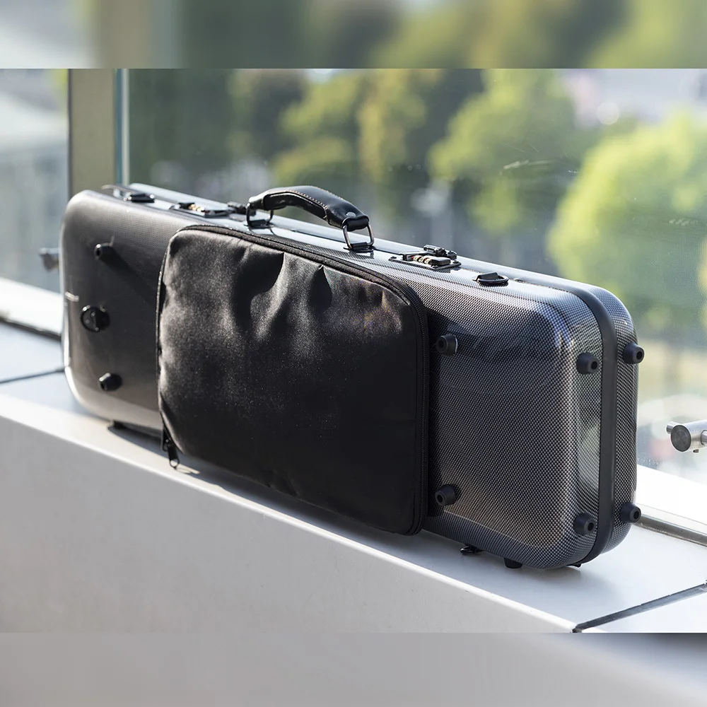 CHRISTINA Violin Case Rectangular Black Dots with Music Bag Combination Lock 4/4 Size Lightweight Composite Material BV01BK