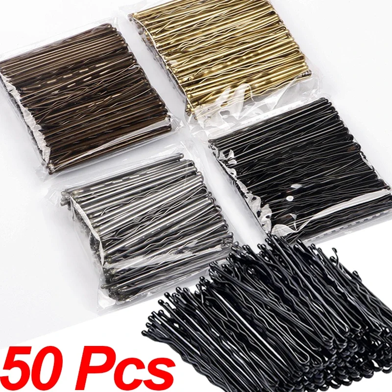 50Pcs/set 4 Colors Metal Hair Clips Women Hairpins Girls Hairgrips Hairstyle Barrettes Wavy Bobby Pins Hairpin Hair Accessories