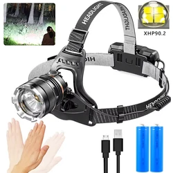 XHP90.2 Super Powerful Headlamp Rechargeable Head Flashlight High Power Head Lamp 1000Meters Headlight 2*18650 Fishing Lantern