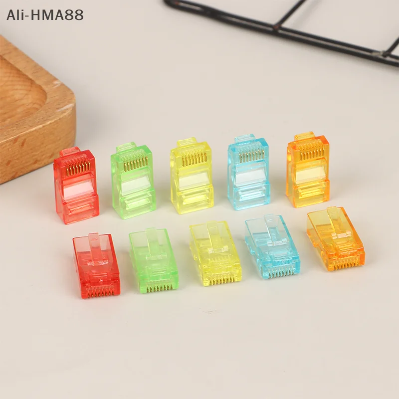 

100Pcs/Pack RJ45 Cat6 Pass Through Connectors And Strain Relief Boots, Assorted Colors EZ To Crimp Modular Plug