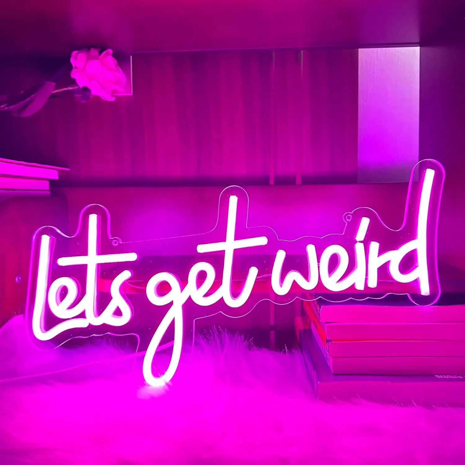 

Необычные неоновые вывески Let's Get с питанием от USB и регулируемым переключателем, неоновые вывески, ночники для настенного фона, декор для комнаты в эстетике
