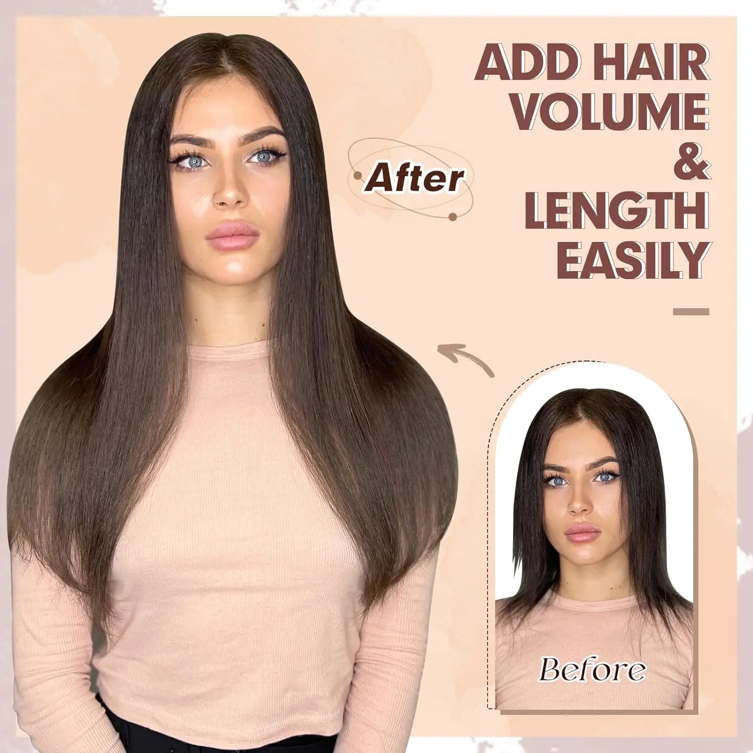 Synthetic Long Straight wavy Clip In Hair Extensions 6Pcs 16Clips brown blond Hairpieces with Clips On Hair Extension for Women