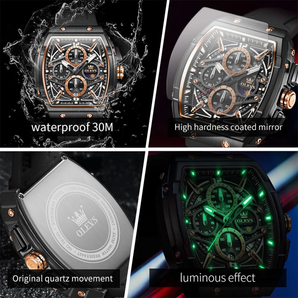 Men's Multi-functional Quartz Chronograph Watch, Waterproof