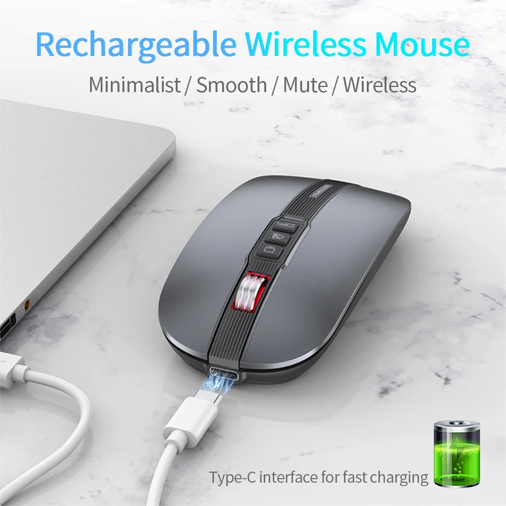 M113 Bluetooth 5.1 2.4G Dual Mode Wireless Mouse Rechargeable Slim Silent Office Mouse with Volume Control for PC Laptop iPad