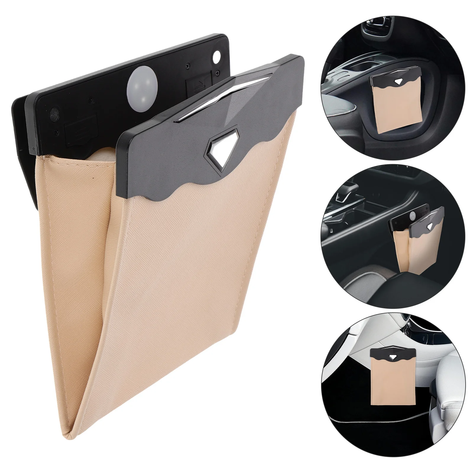 

Car Trash Can Waterproof LED Light Hanging Garbage Bag Multipurpose Seat Storage Organizer Compact Auto Trash Container
