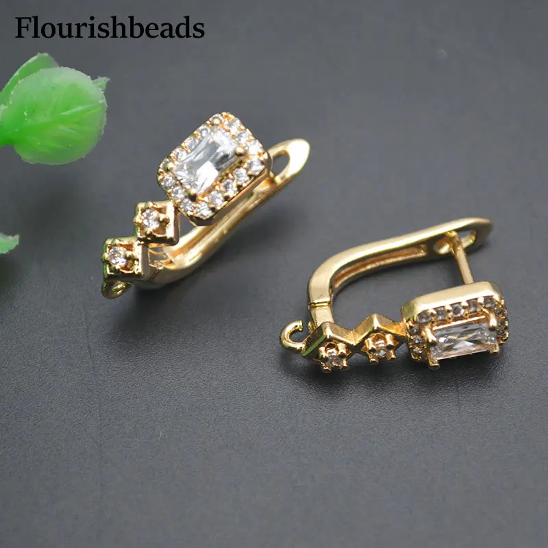 New Design Anti-fading Big Size CZ Multi-rows Luxurious Earring Hook Clasps Jewelry Findings for Woman Jewelry Making 15pr/lot