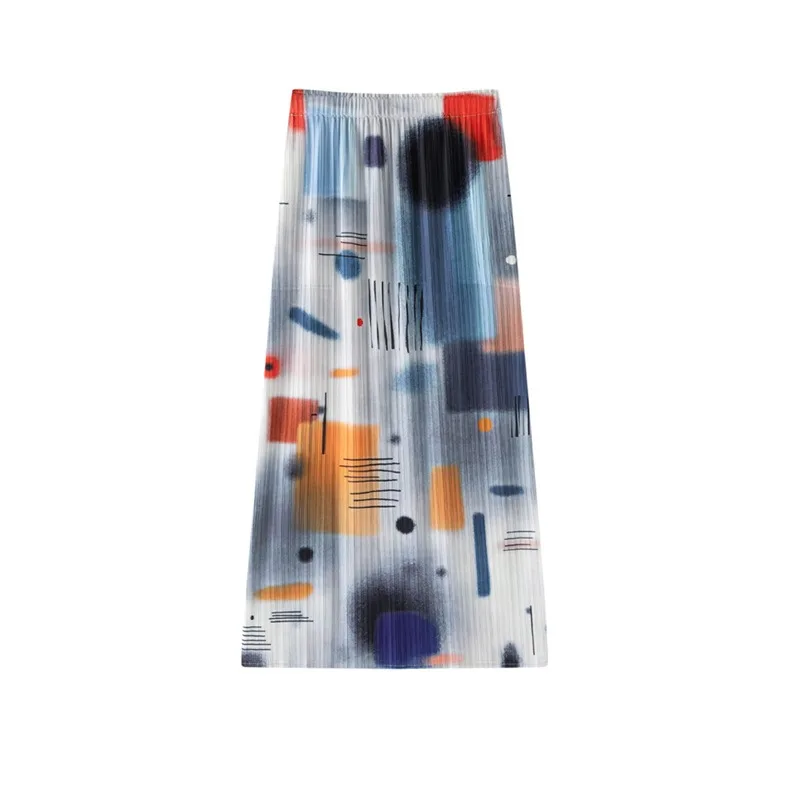Miyake Pleated 2026 Spring/Summer New Casual Fashion Original Comfortable Printed Pleated Skirt for Women Casual Loose Fit Pleat