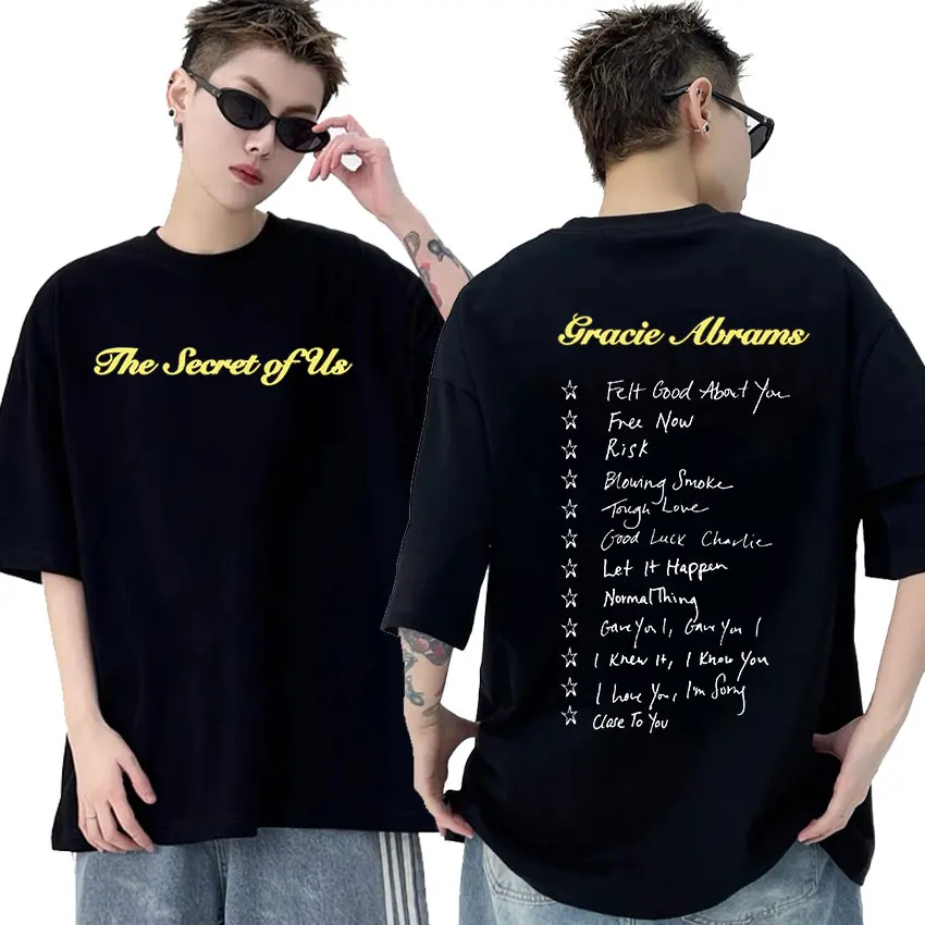 Gracie Abrams The Secret of Us Tour Album T Shirts Men Women Fashion Cotton Short Sleeve T-shirt Summer Harajuku Oversized Tees