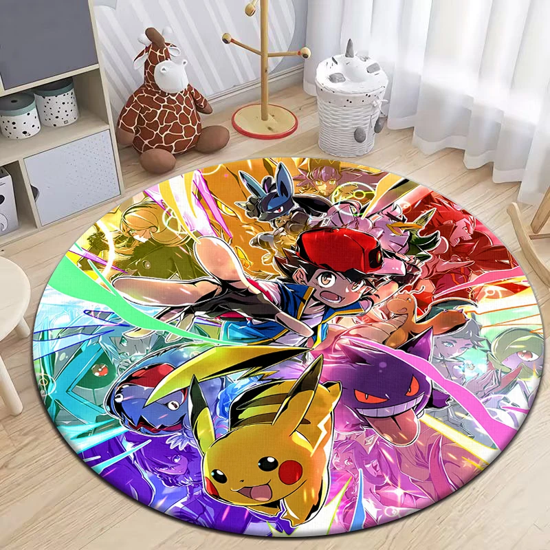 

Pokemon Round Carpet for Living Room Rugs Camping Picnic Mats Flannel Anti-Slip Rug Yoga Mat Gifts,rugs for Bedroom, Area Rug