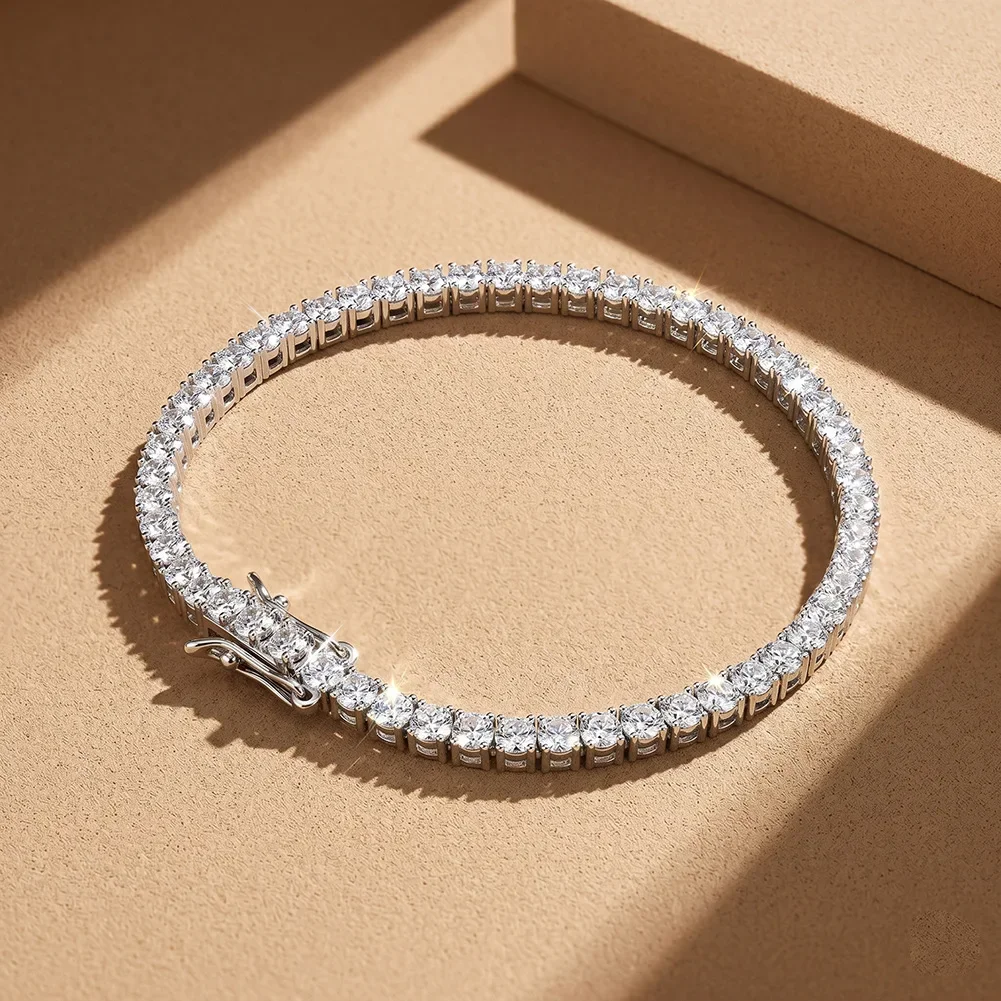 Full Moissanite Tennis Bracelet 925 Silver Plated 18k Gold for Women Man Wedding Party Fine Jewelry Can Pass Diamond Test