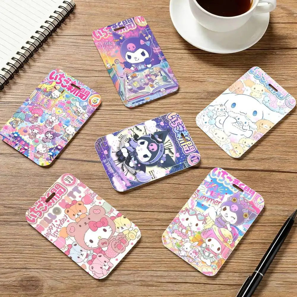 

Аниме-аксессуары: Держатель для ID-карт и бейджей K-Kuromi C-Cinnamoroll с шейным ремешком, подвеской и брелоком для ключей, для рабочих пропусков