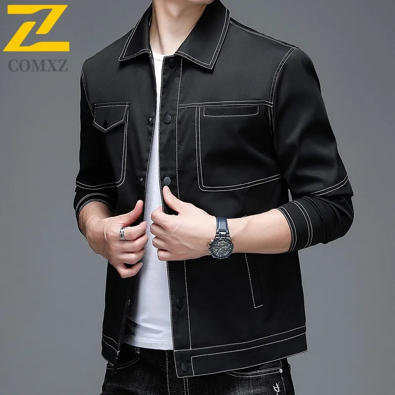 

COMXZ 2025 Men Workwear Coat Korean Trendy New Arrival Handsome Sport Casual Set Spring Autumn Jacket Fashion