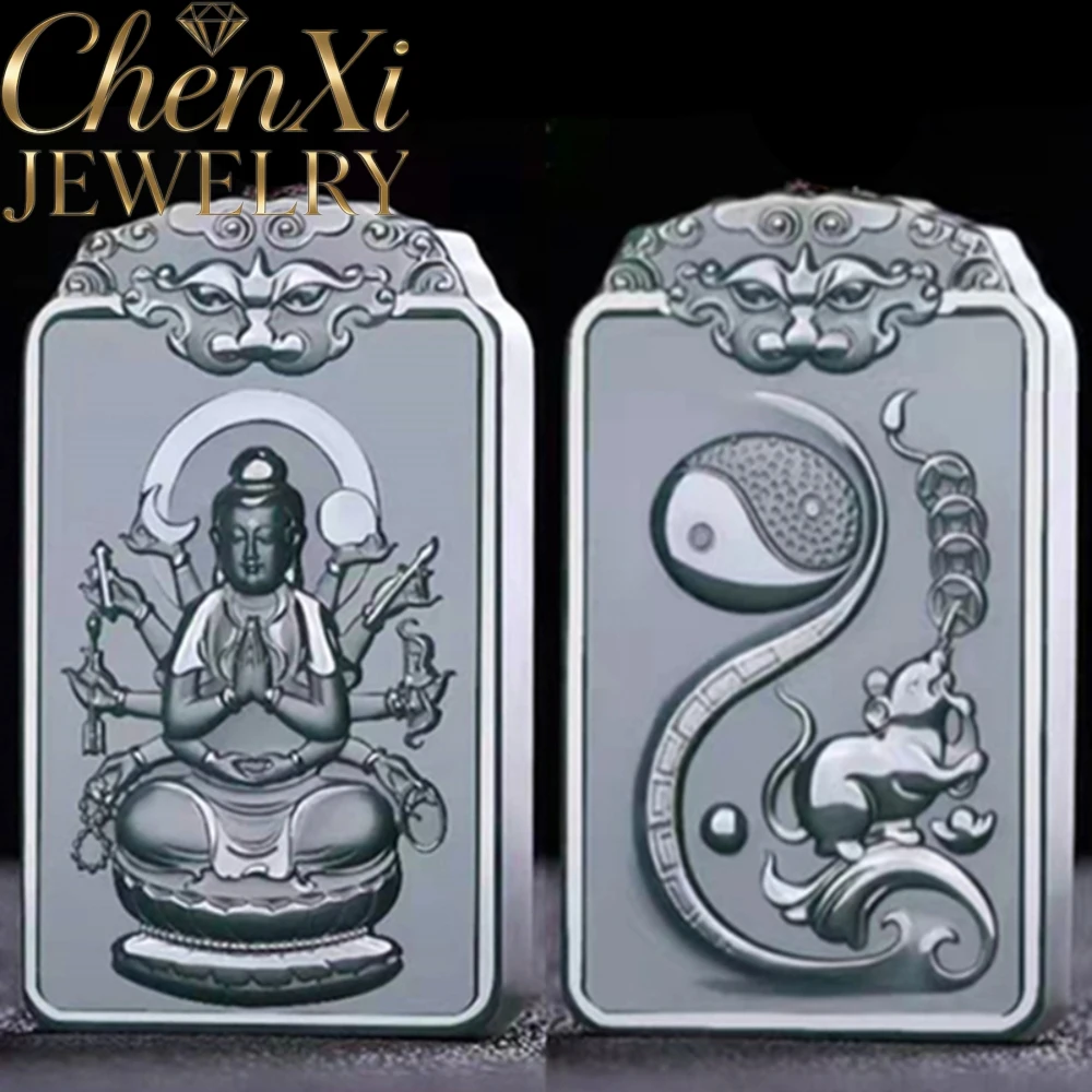 Natural Hetian Green Jade Zodiac Guardian Buddha Pendant Auspicious Traditional Blessing Charm Exquisite Jewelry Perfect Gift