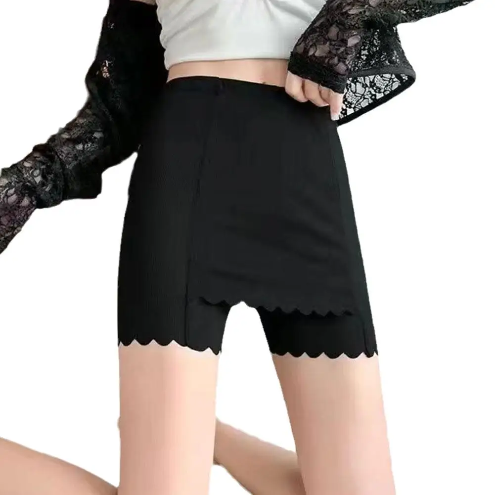Double Layer Ice Silk Safety Pants Summer Women Invisible Under Skirt Shorts Front Crotch Anti-Chafing Underwear Shorts 2 Size