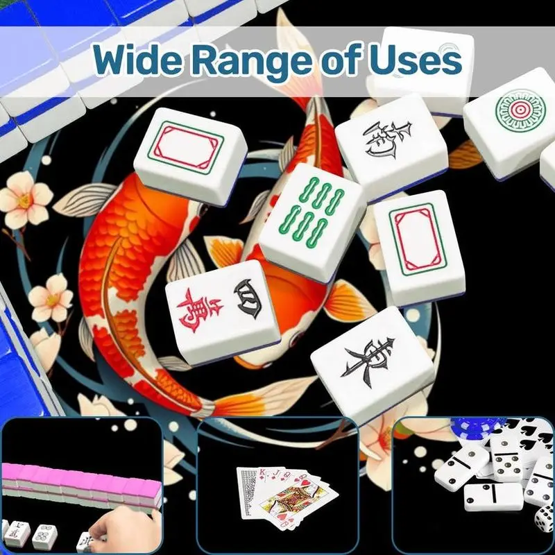 VIKAMA Koi Fish Mahjong Mat Non Slip Noise Absorb Square Game Pad Domino Poker Desktop Protector Cover