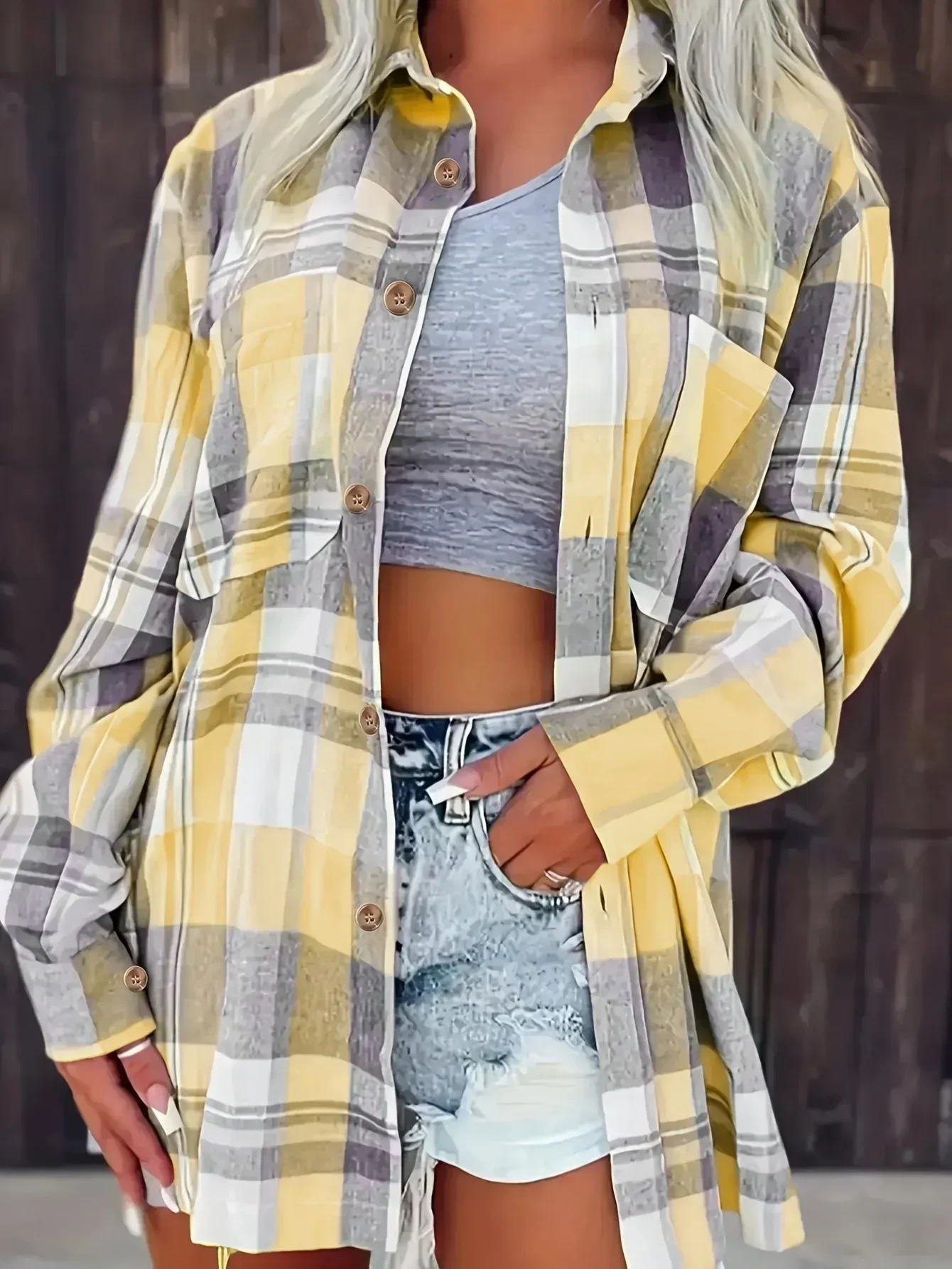 حجم كبير أزياء المرأة 1XL-5XL منقوشة قميص مطبوع عارضة فضفاض التلبيب تصميم قميص قمم قميص بأكمام طويلة