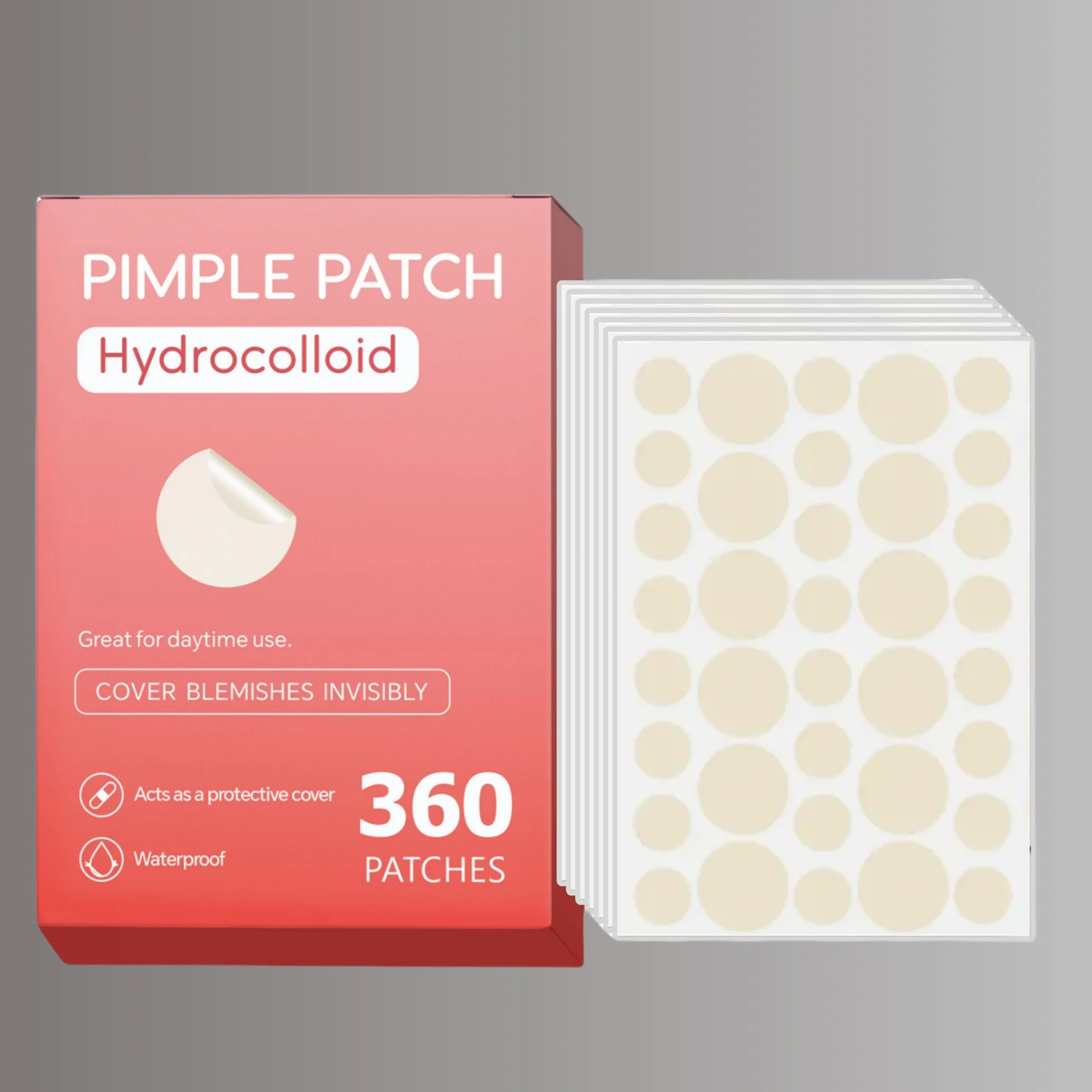 36/360pcs Hydrocolloid Acne Patches - invisible Pimple Stickers for Fast Blemish Relief, Soothes SkinGently.
