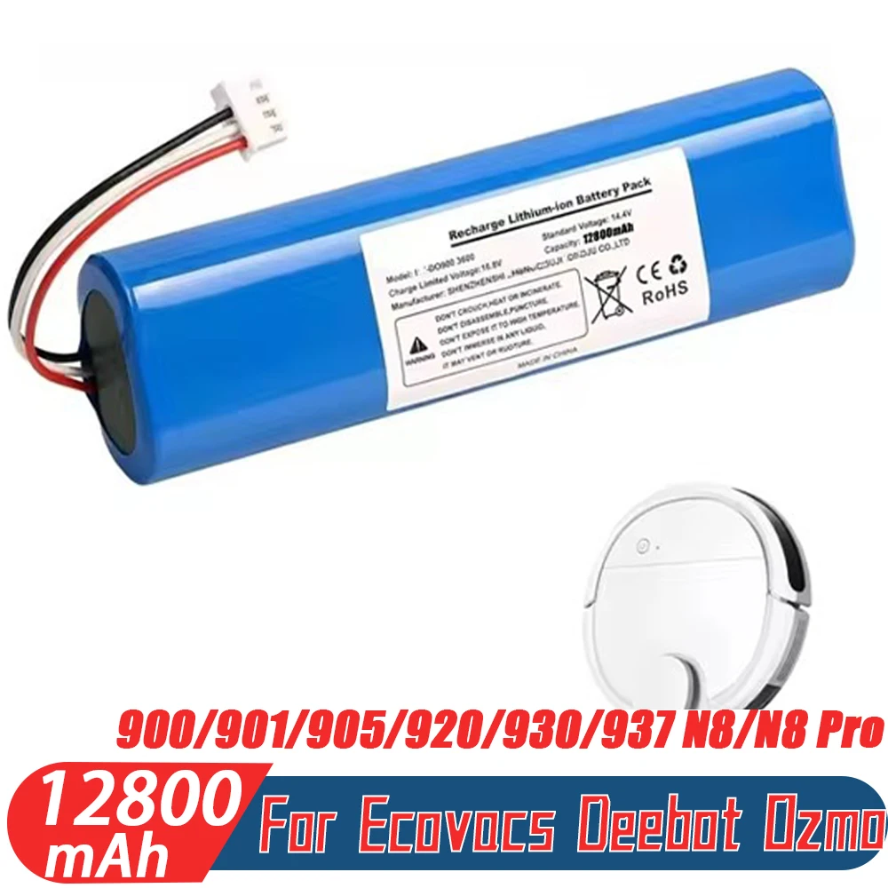 

Replacement Battery 12800mAh for Ecovacs Deebot Ozmo 900,901,905,920,930,937,N8,N8 Pro Li-ION 14.4V Robot Vacuum Cleaner Battery