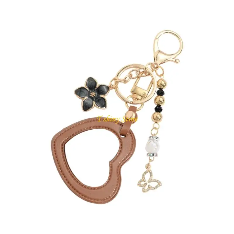 N58F Elegant Multicolor Keychain Vintage Inspired Leather Design Portable Organizers