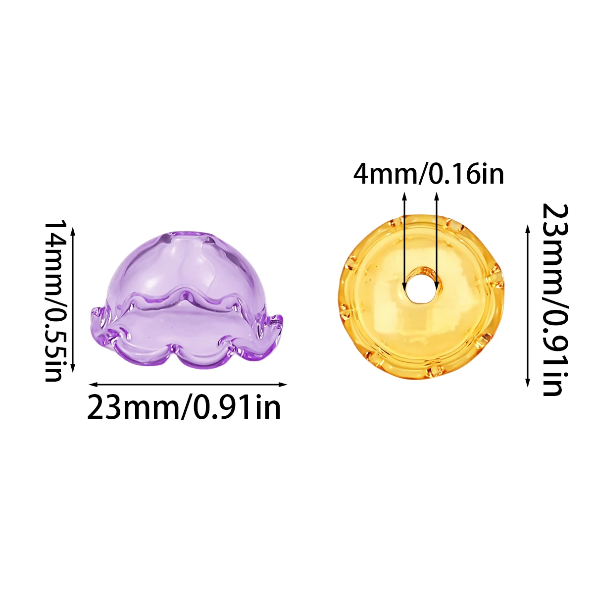 2/6Pcs 23X14mm Glass Wind Bell Beads Colorful Beads Caps Jellyfish Spacer Bead for DIY Earrings Car Hanging Charms Accessories