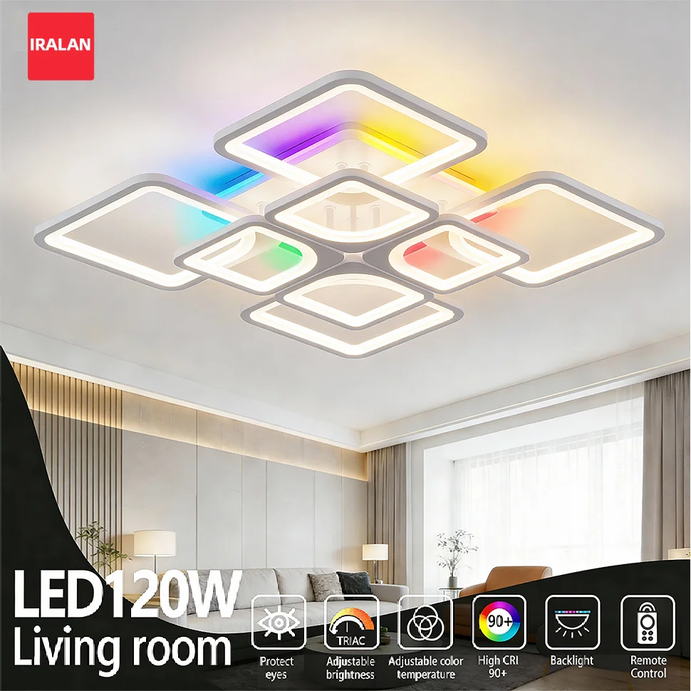 Smart RGB Square Ceiling Pendant Lamp Acrylic LED Ceiling Light Romantic Lustre Energy Saving Dimming Home Decoration Fixtures