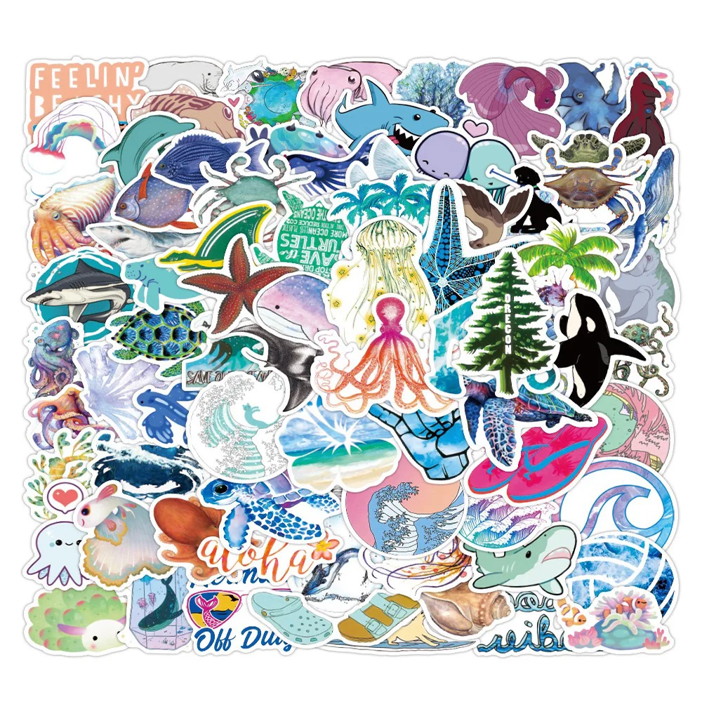 10/30/50/100PCS Sea World Animals Cartoon Sticker DIY Diary Laptop Luggage Skateboard Graffiti Decals Fun for Kid