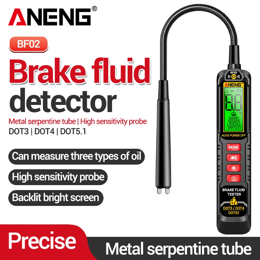 

Тестер тормозной жидкости, высокая чувствительность, ANENG BF02, ручной инструмент для обнаружения масла, цифровой экран, звуковая/визуальная сигнализация