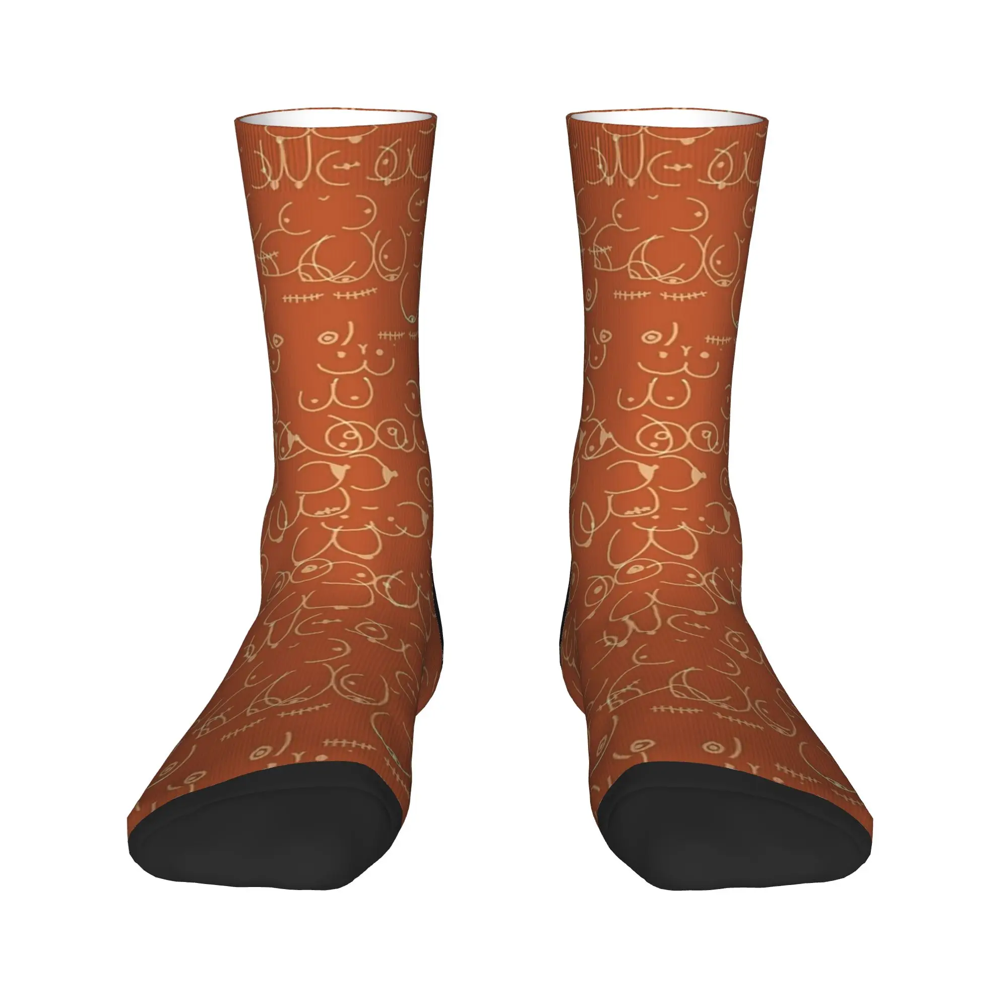 Terracotta Boobies Drawing Abstract Socks  Anti Skid Stockings Men Comfortable Outdoor Socks Autumn Gothic Graphic Socks