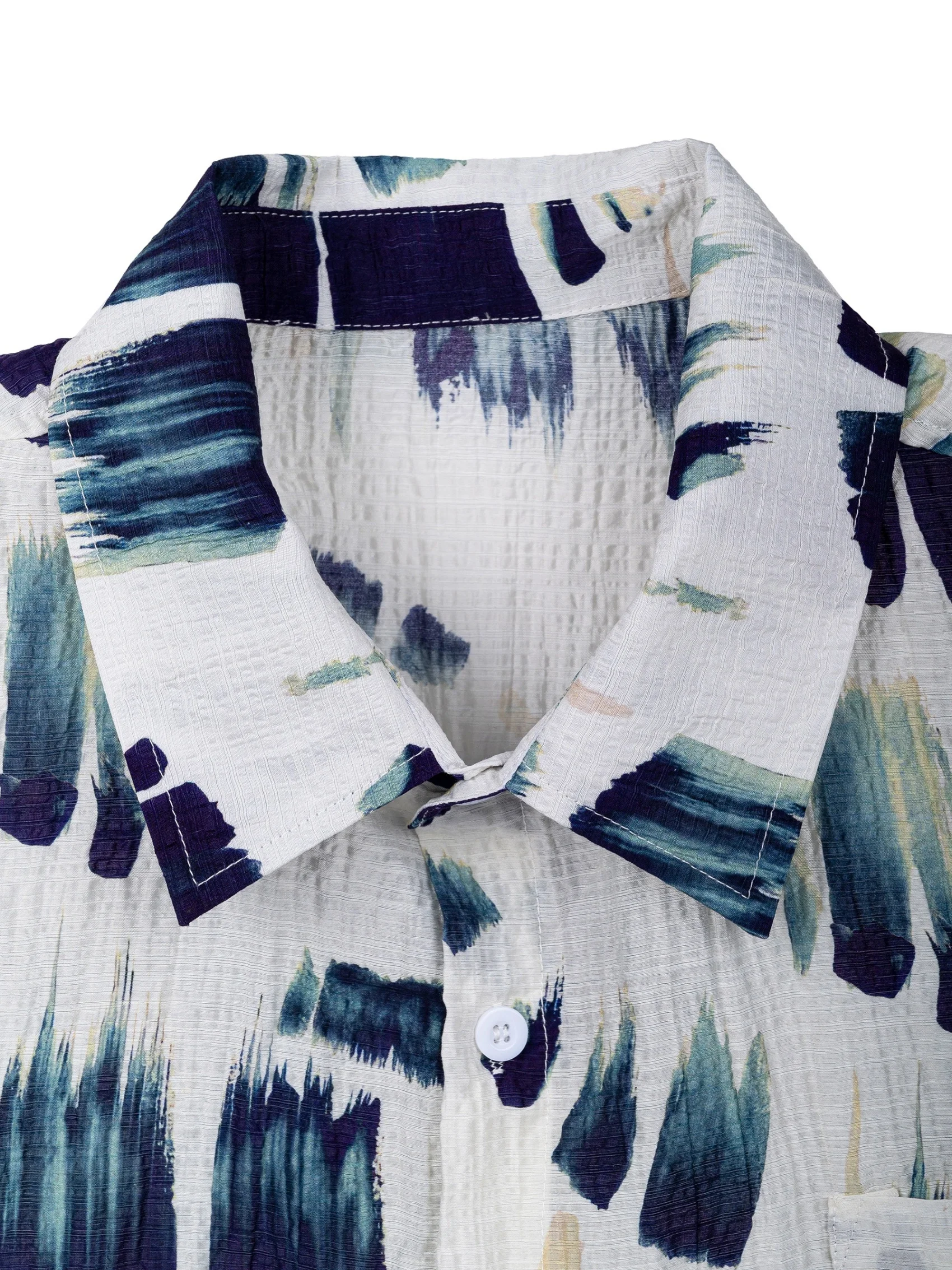 New Men's Shirt With Beach Print Cardigan Button Lapel Personalized Casual, Fashionable And Comfortable Short-Sleeved Top