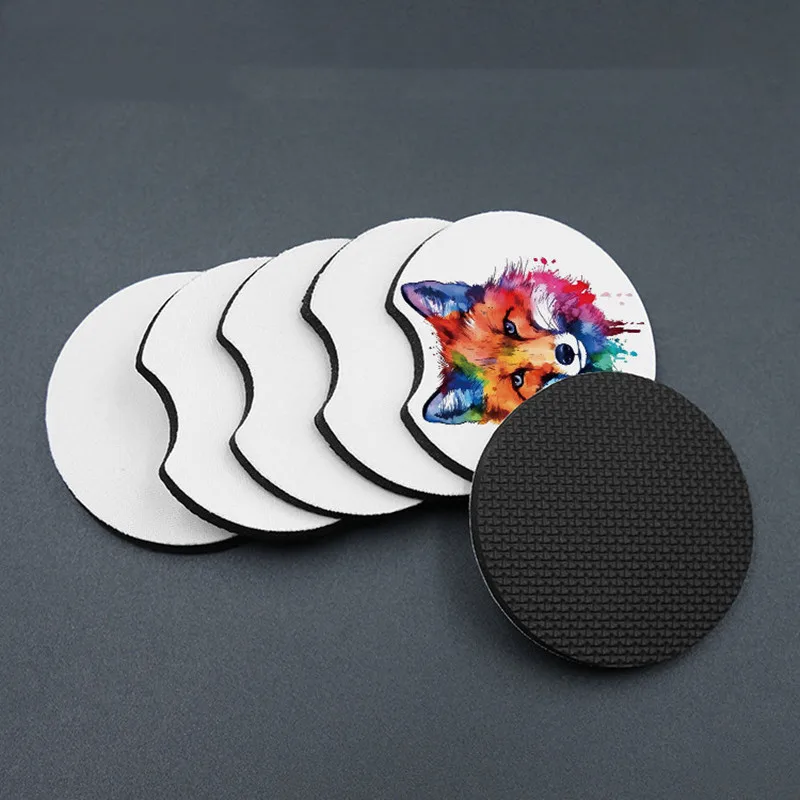 

50pcs/lot Heat transfer printing diving material coasters DIY car rubber coasters sublimation blank consumables printing