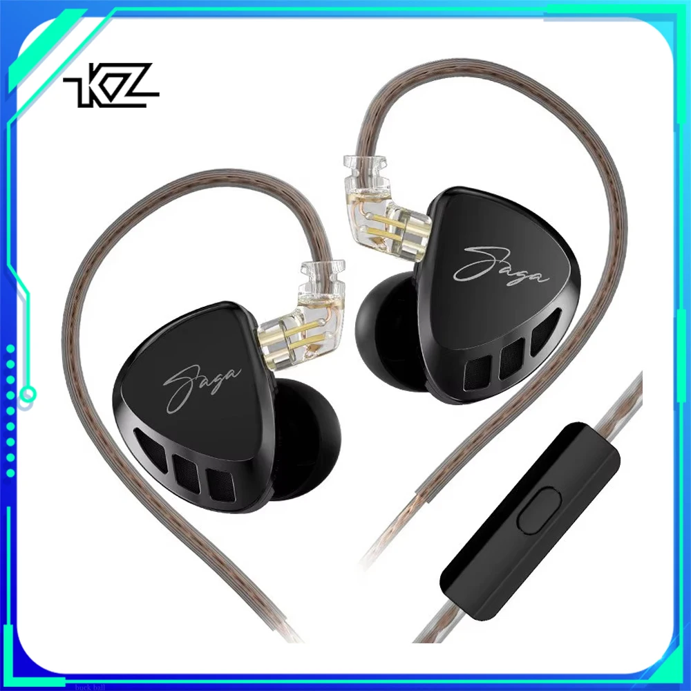 KZ Saga Wired Earphone Dynamic Drive High Sound Quality Mental HiFi In Ear Headset With Detachable Cable Custom Music Earphones