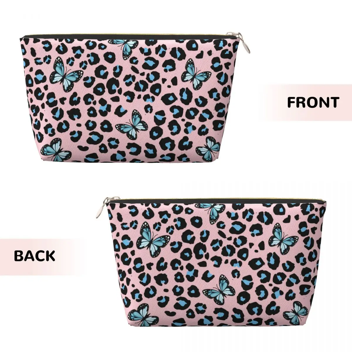 Custom Butterfly Wild Leopard Pattern Travel Toiletry Bag Women Cosmetic Makeup Bag Beauty Storage Dopp Kit